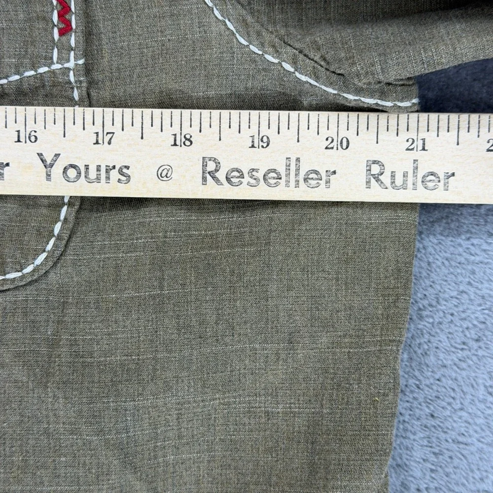 True Religion Shirt Mens M Brown Contrast Stitching Button Down EUC